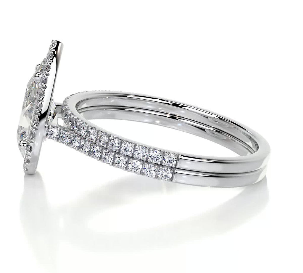 2.0 CT Pear Halo CVD F/VS Diamond Bridal Set 3