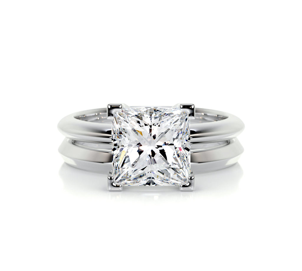 2.0 CT Princess Solitaire CVD F/VS Diamond Bridal Set 1