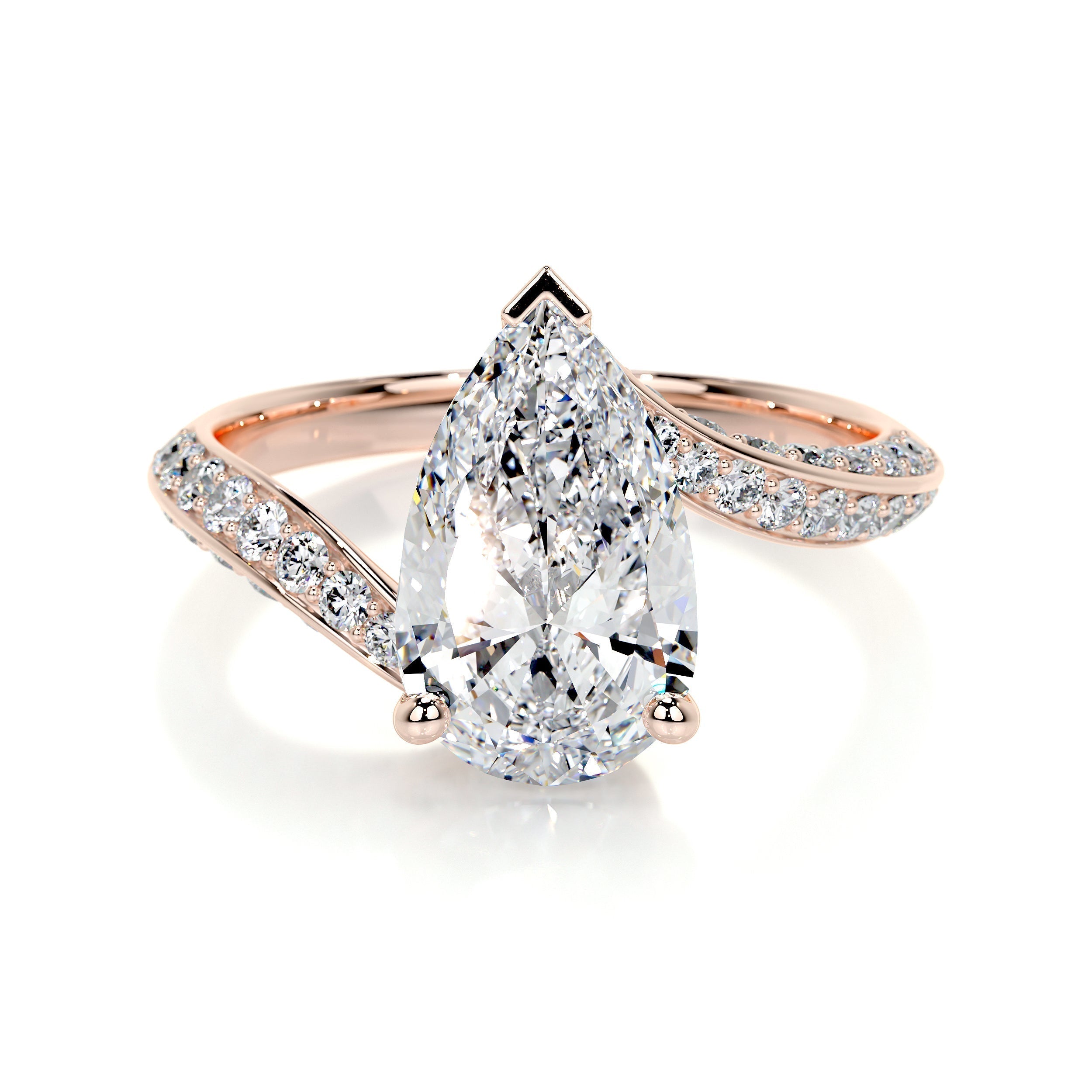 2.0 CT Pear Bypass CVD E/VS2 Diamond Engagement Ring 11