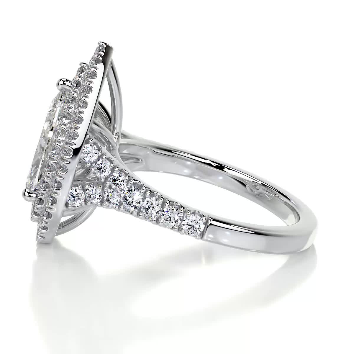 1.0 CT Pear Double Halo CVD F/VS2 Diamond Engagement Ring 4