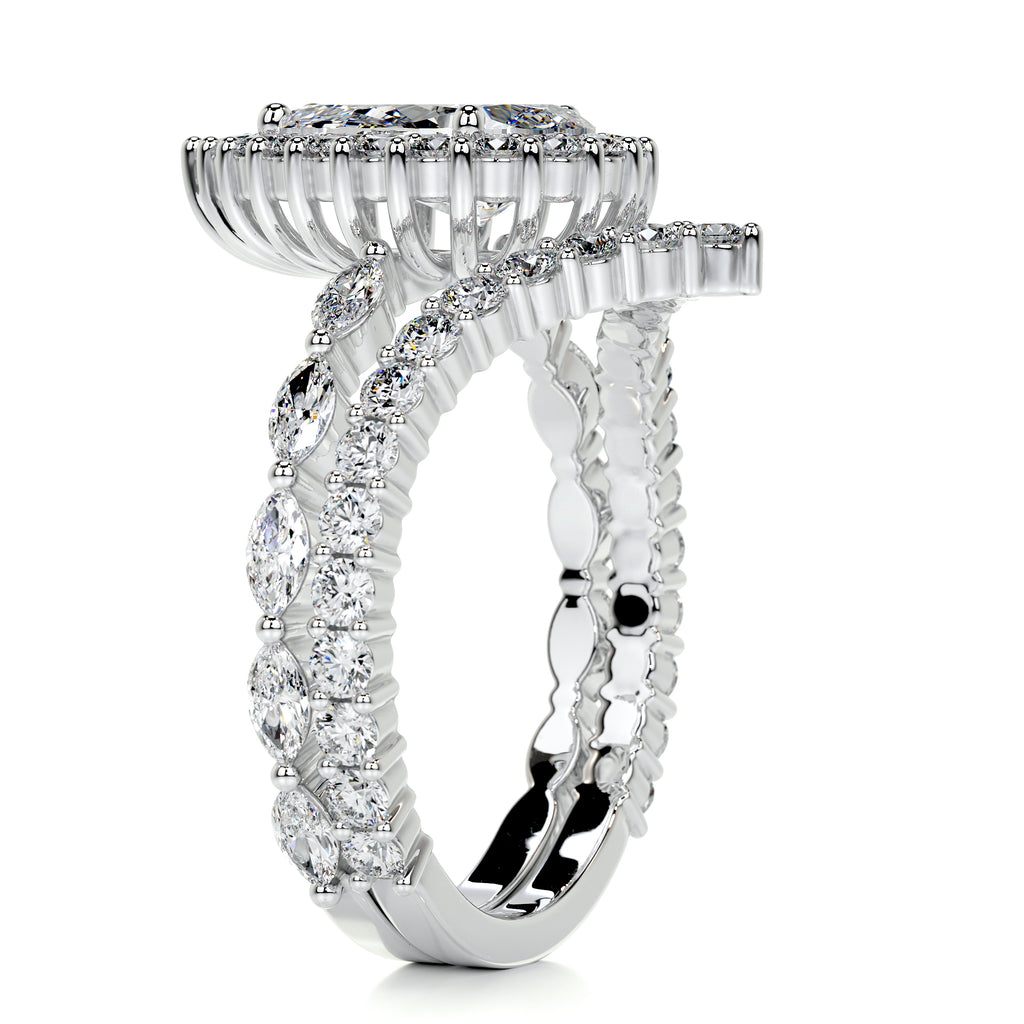 1.50 CT Pear Halo CVD F/VS Diamond Bridal Ring Set 6