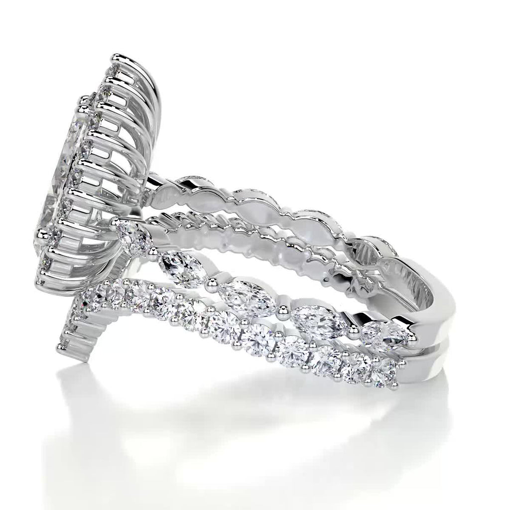 1.50 CT Pear Halo CVD F/VS Diamond Bridal Ring Set 5