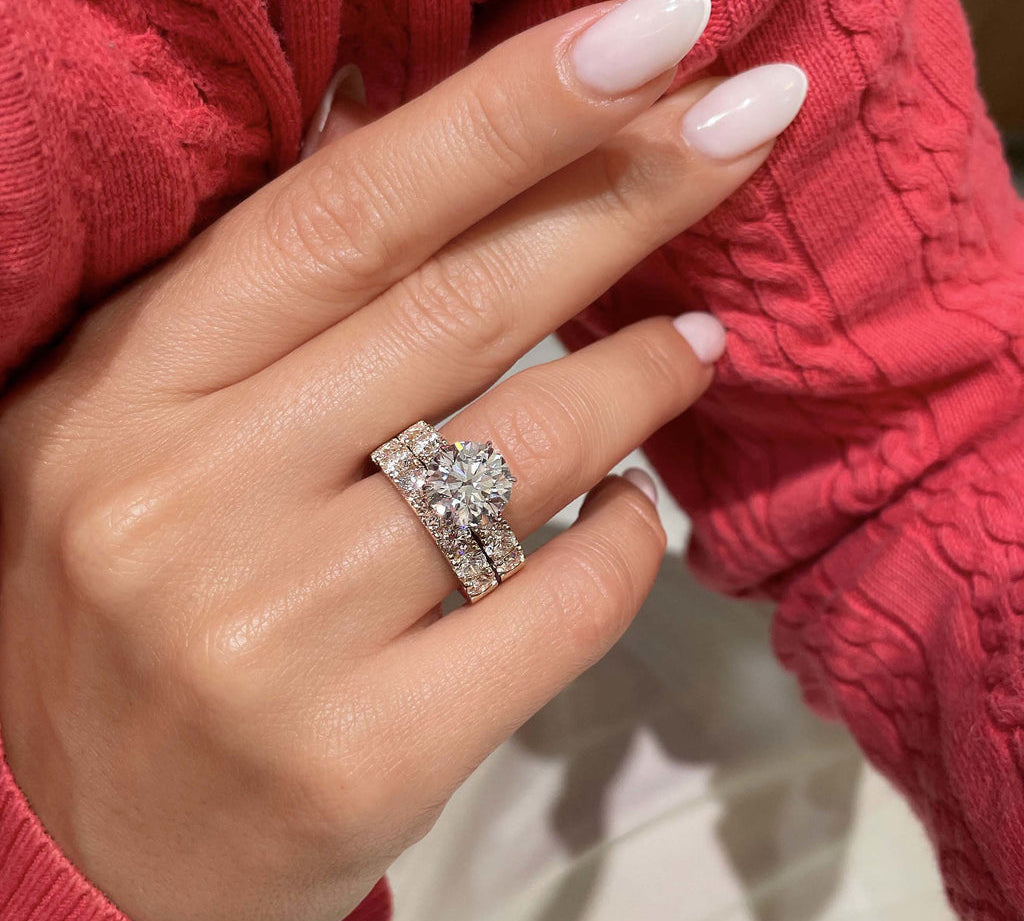 3.0 CT Round Solitaire CVD F/VS Diamond Bridal Set 2