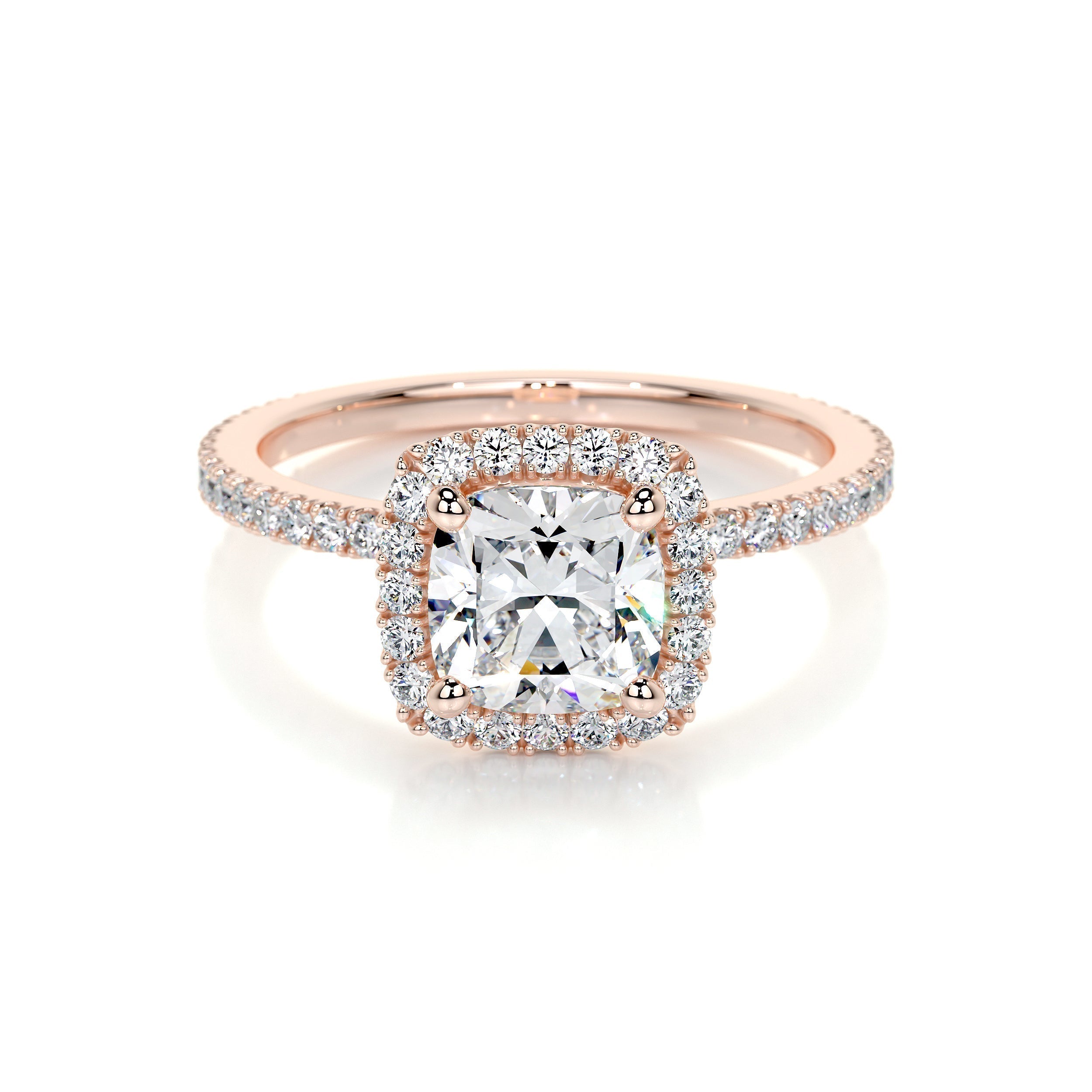 1.0 CT Cushion Halo CVD E/VS2 Diamond Engagement Ring 12