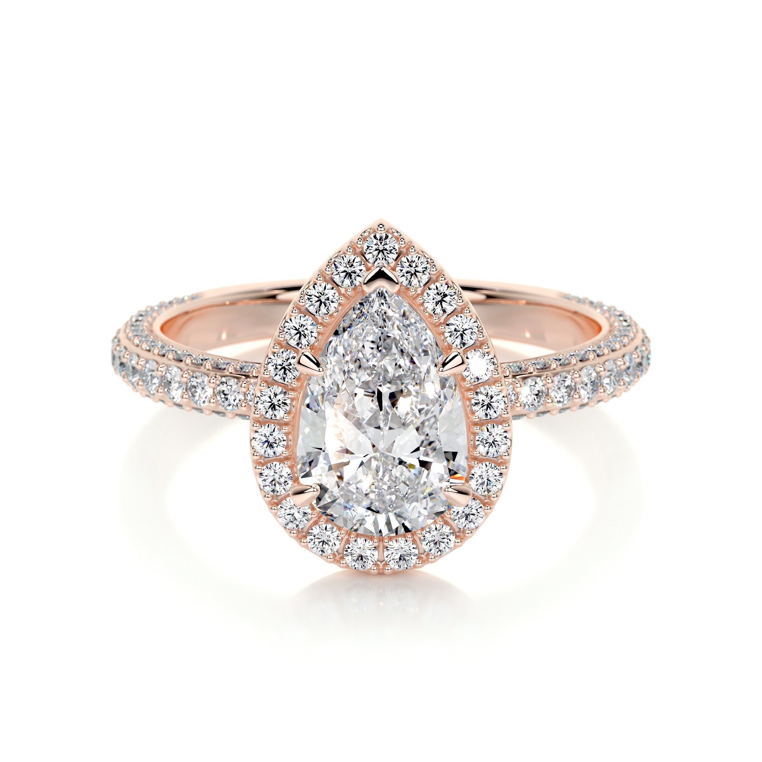 2.0 CT Pear Halo CVD F/VS2 Diamond Engagement Ring 14