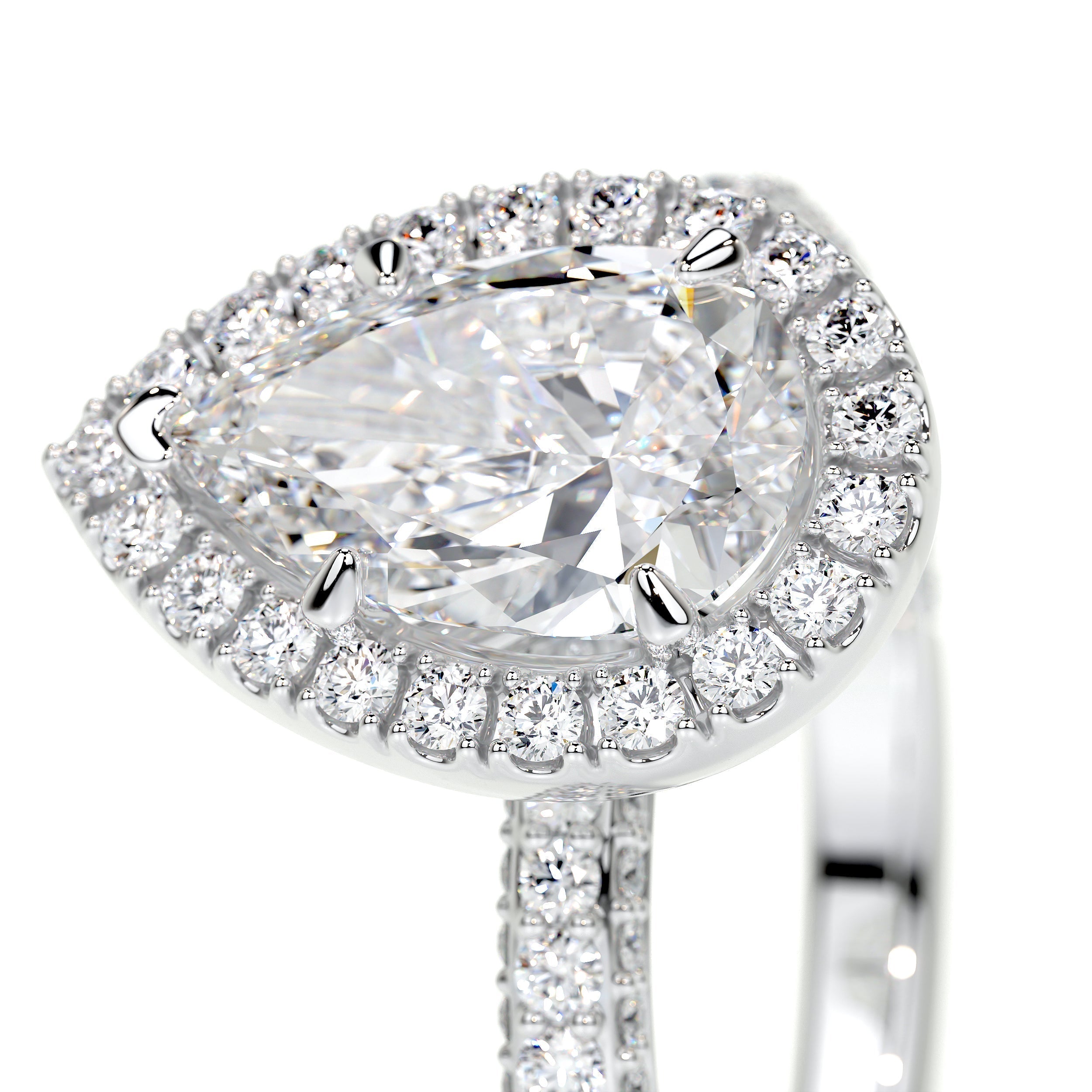 2.0 CT Pear Halo CVD F/VS2 Diamond Engagement Ring 4