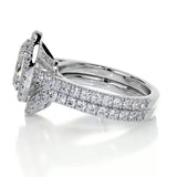 2.0 CT Oval Halo CVD F/VS Diamond Bridal Set 3