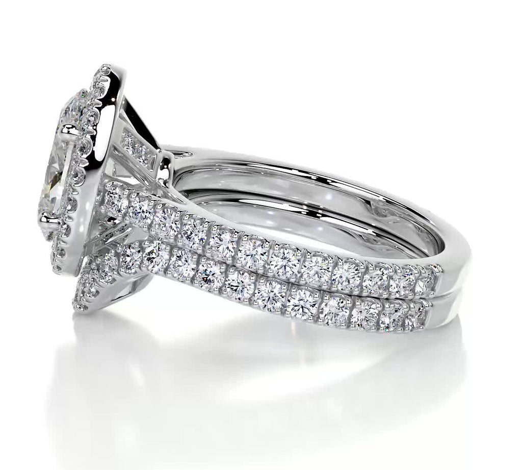 2.0 CT Oval Halo CVD F/VS Diamond Bridal Set 3