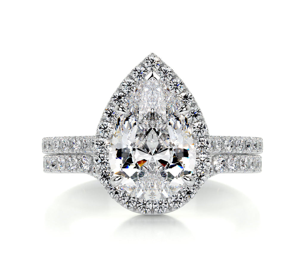2.0 CT Pear Halo CVD F/VS  Diamond Bridal Set 1