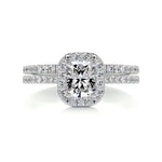 1.0 CT Radiant Halo CVD F/VS Diamond Bridal Ring Set 1