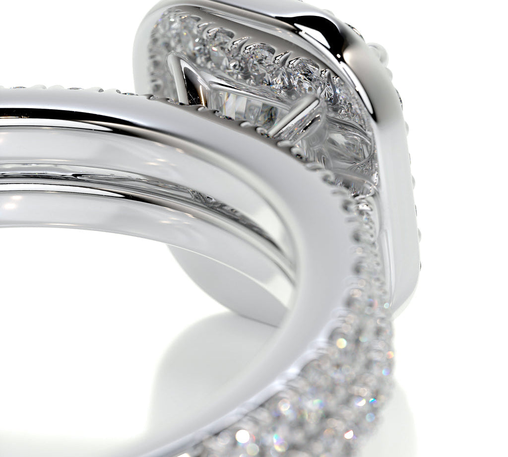 1.0 CT Radiant Halo CVD F/VS Diamond Bridal Ring Set 3
