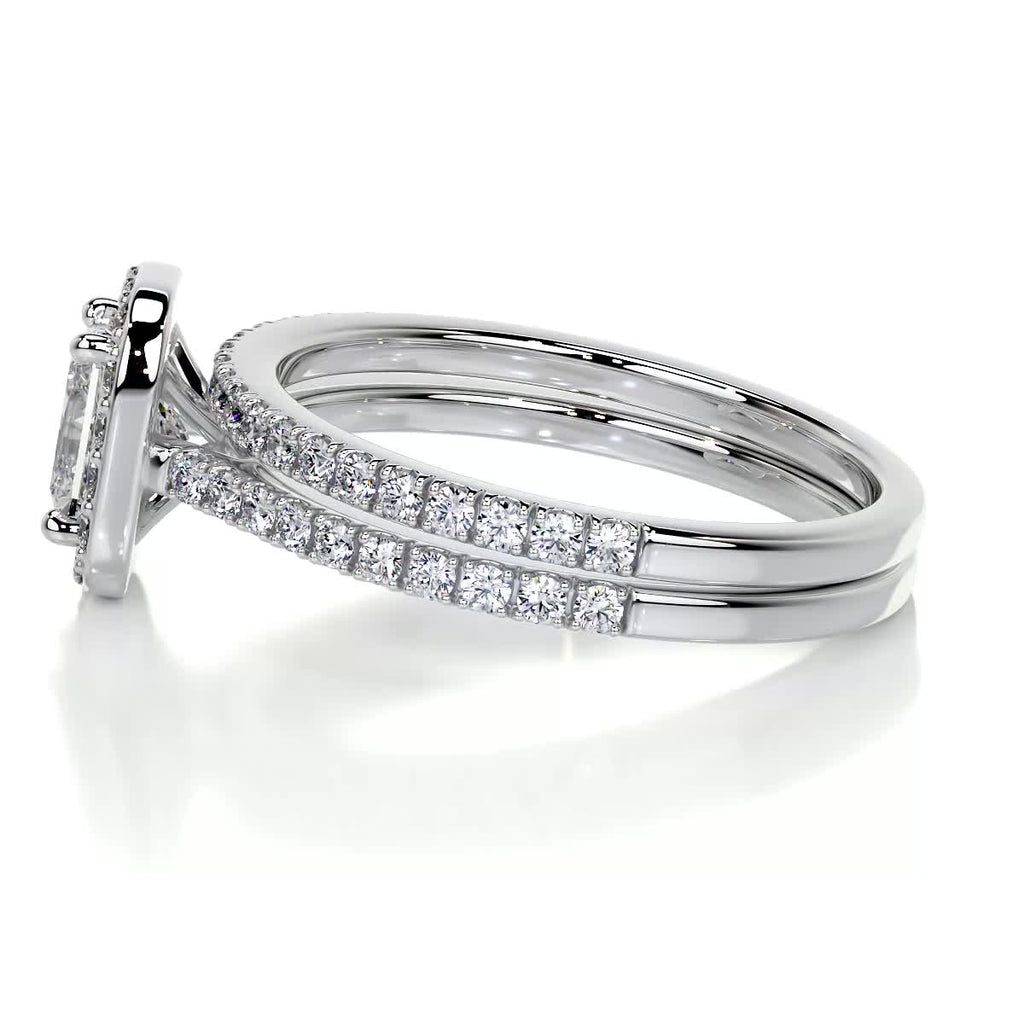 1.0 CT Radiant Halo CVD F/VS Diamond Bridal Ring Set 4