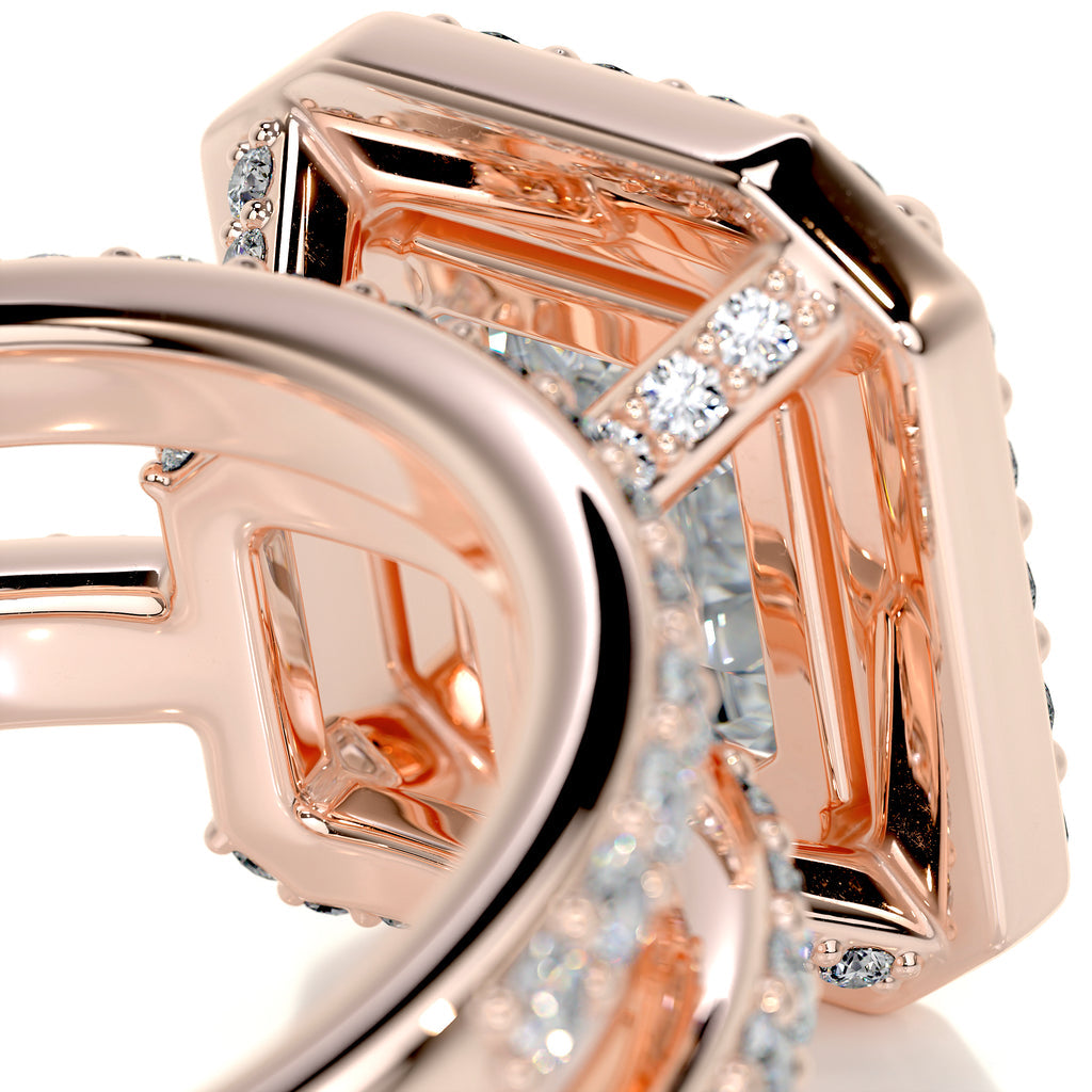 1.05 CT Asscher Halo CVD F/VS Diamond Bridal Ring Set 13