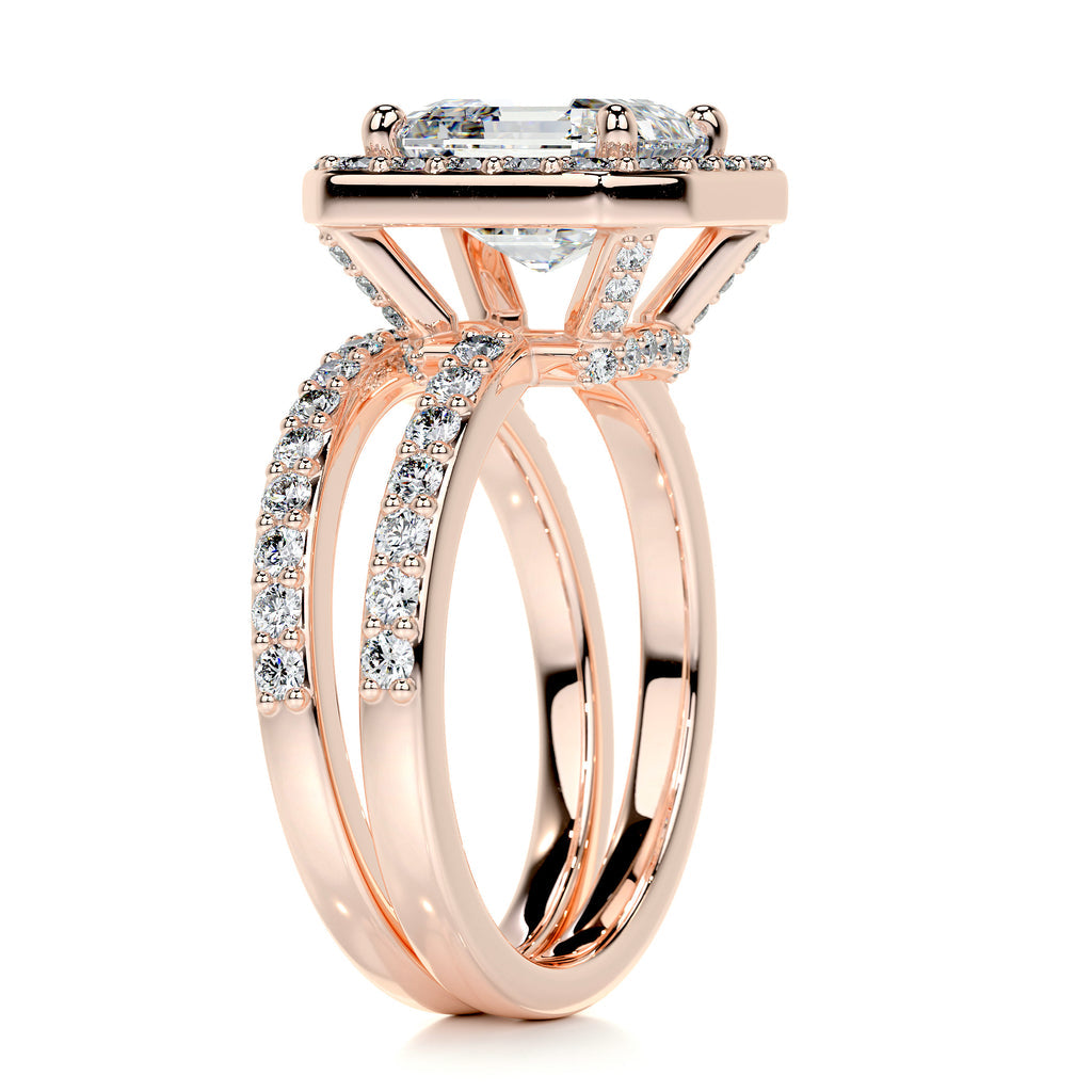 1.05 CT Asscher Halo CVD F/VS Diamond Bridal Ring Set 15