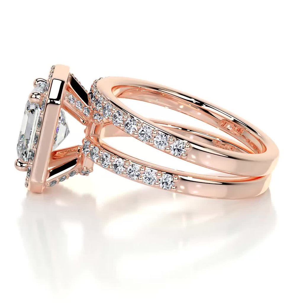 1.05 CT Asscher Halo CVD F/VS Diamond Bridal Ring Set 14