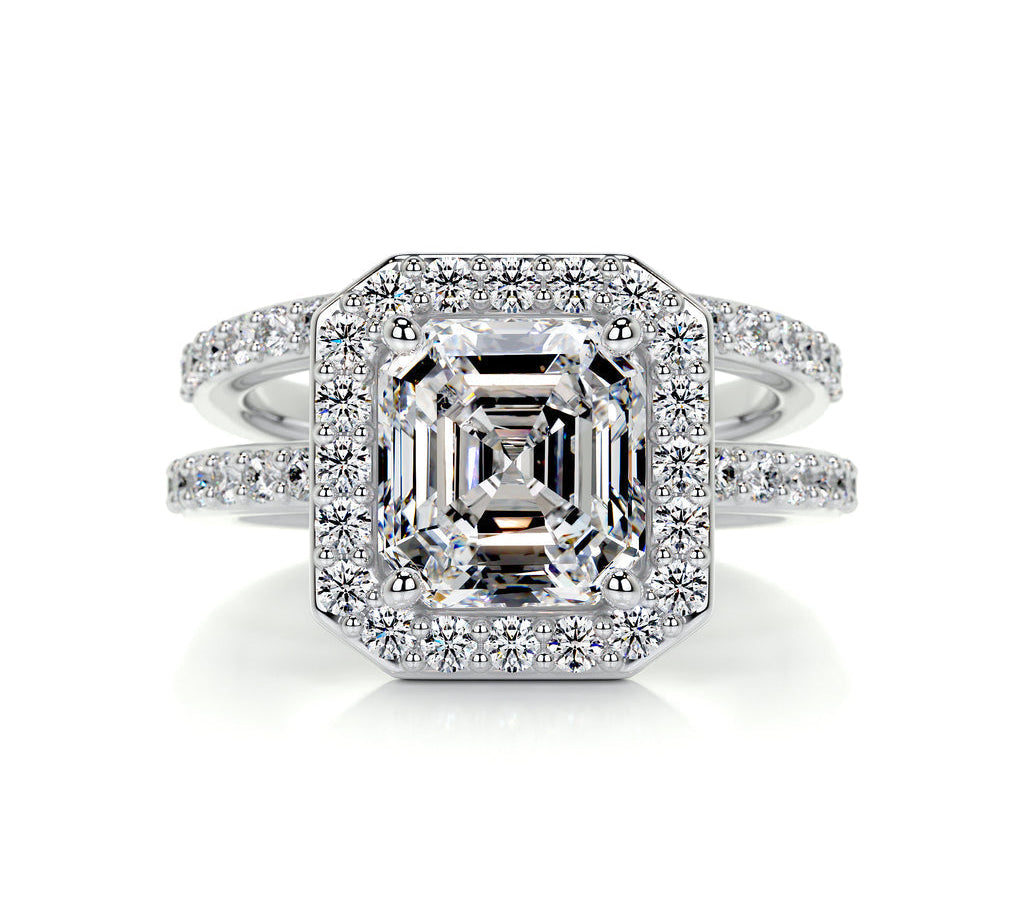 1.05 CT Asscher Halo CVD F/VS Diamond Bridal Ring Set 1
