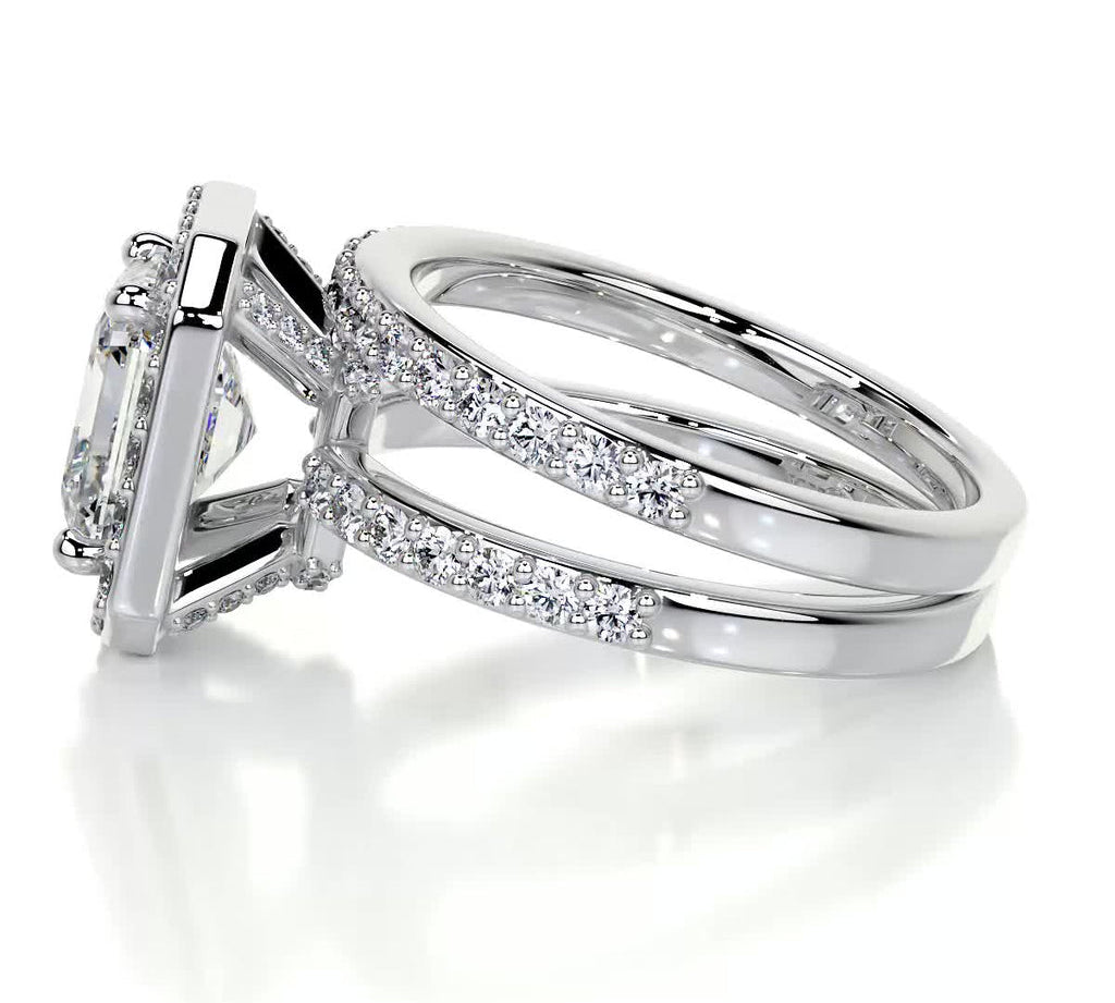 1.05 CT Asscher Halo CVD F/VS Diamond Bridal Ring Set 3