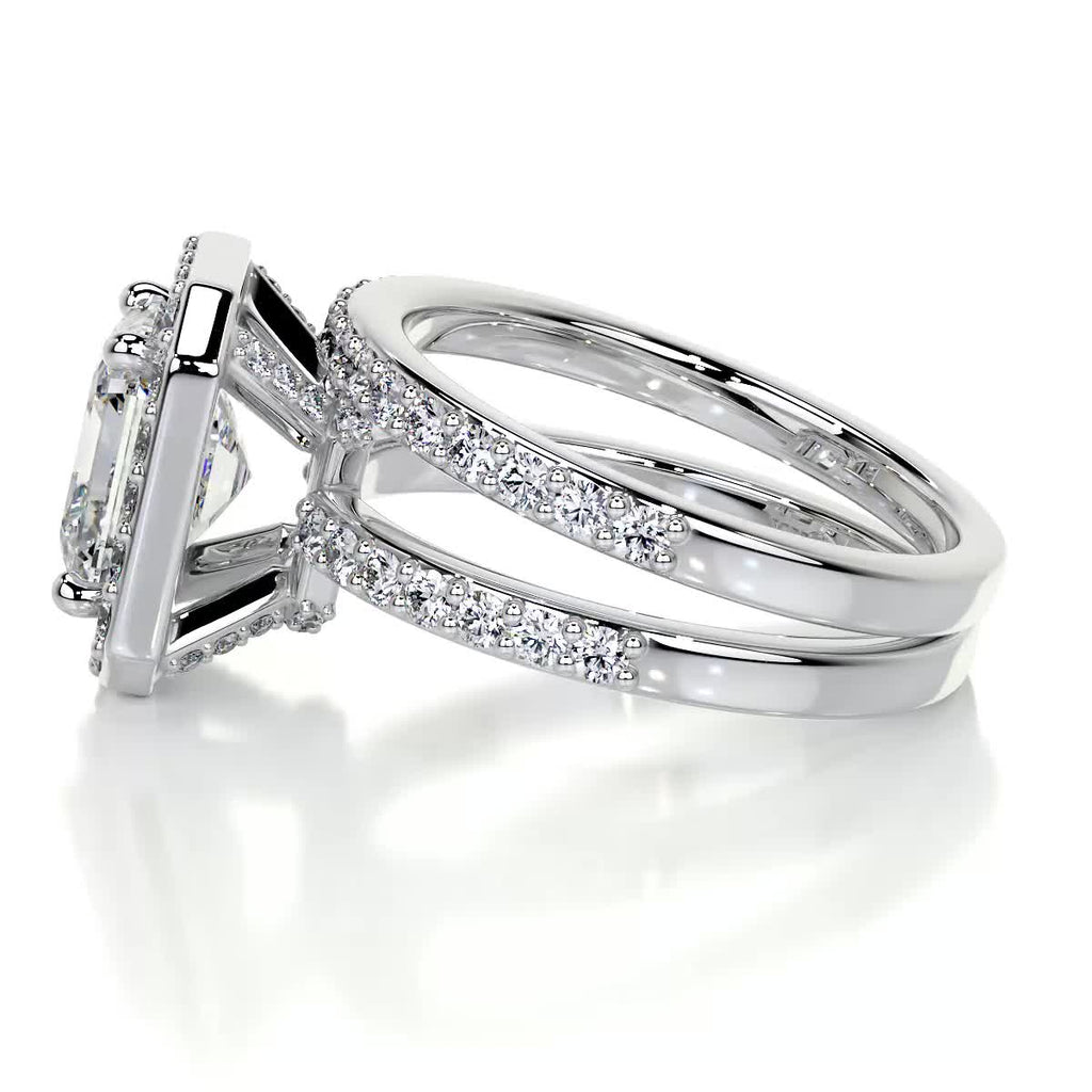 1.05 CT Asscher Halo CVD F/VS Diamond Bridal Ring Set 3