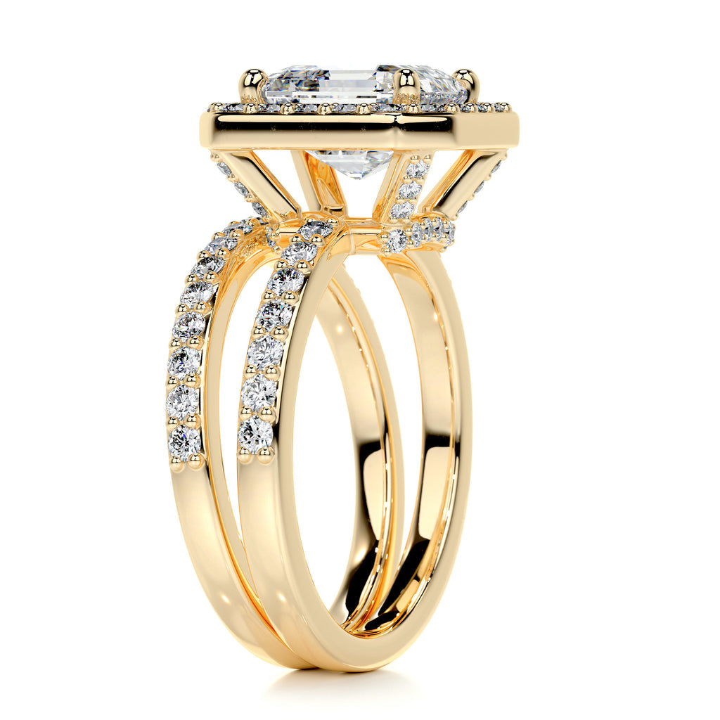 1.05 CT Asscher Halo CVD F/VS Diamond Bridal Ring Set 10