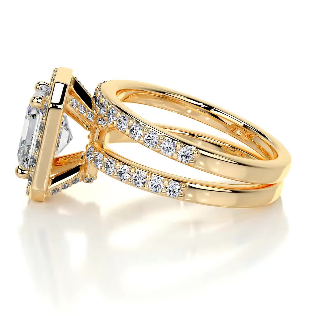 1.05 CT Asscher Halo CVD F/VS Diamond Bridal Ring Set 9