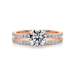 1.0 CT Round Solitaire CVD F/VVS2 Diamond Bridal Ring Set 11