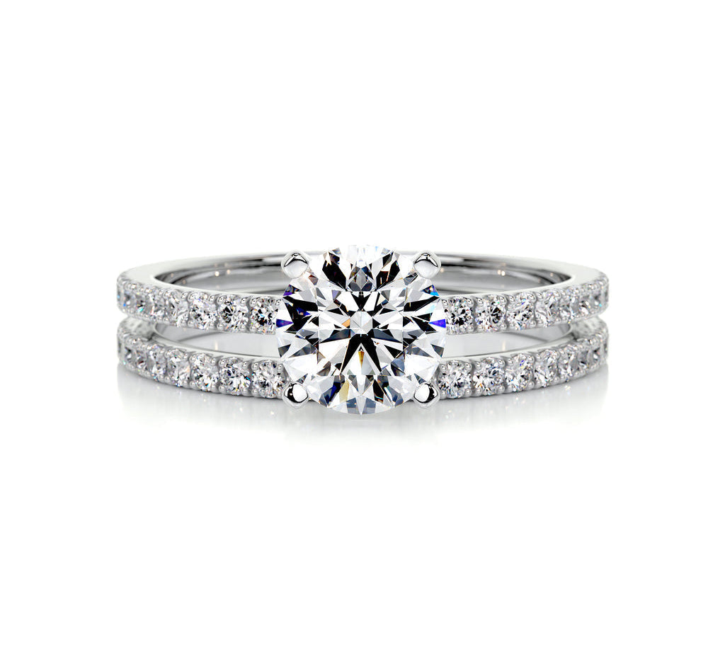 1.0 CT Round Solitaire CVD F/VVS2 Diamond Bridal Ring Set 1