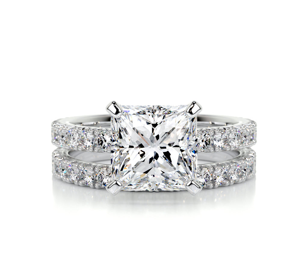 2.0 CT Princess Solitaire CVD F/VS Diamond Bridal Set 1
