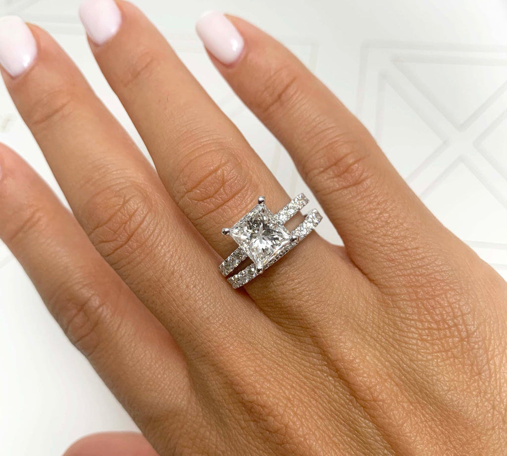 2.0 CT Princess Solitaire CVD F/VS Diamond Bridal Set 2