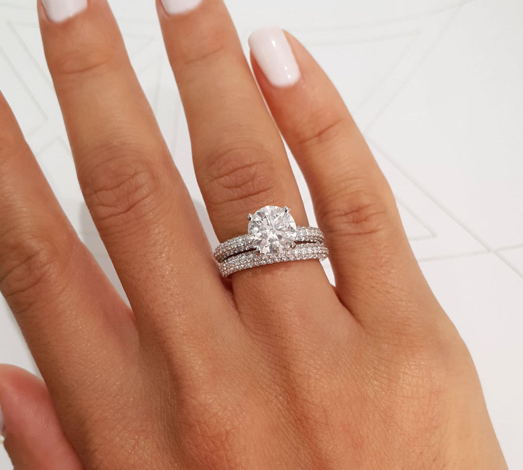 2.0 CT Round Solitaire CVD F/VS Diamond Bridal Set 2