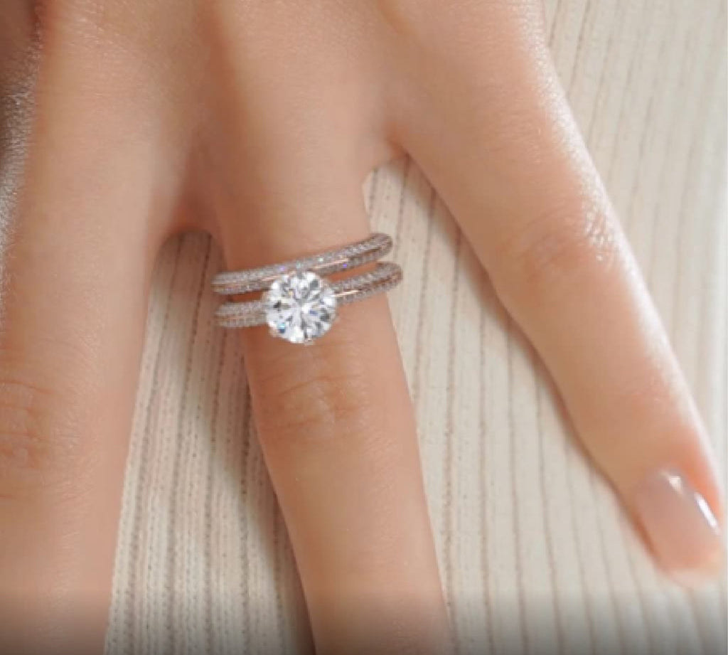 2.0 CT Round Solitaire CVD F/VS Diamond Bridal Ring Set 3