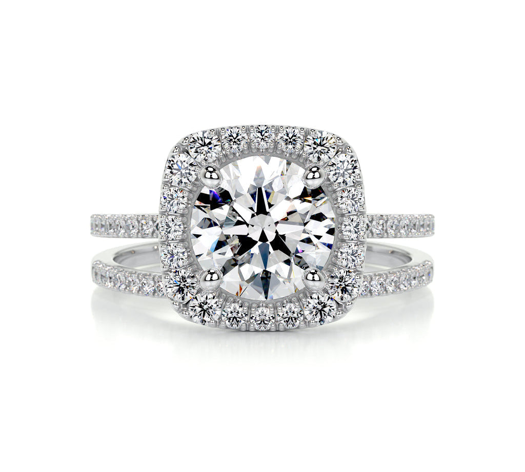 2.0 CT Round Halo CVD F/VS Diamond Bridal Set 1