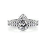 1.0 CT Pear Halo CVD F/VS Diamond Bridal Ring Set 1