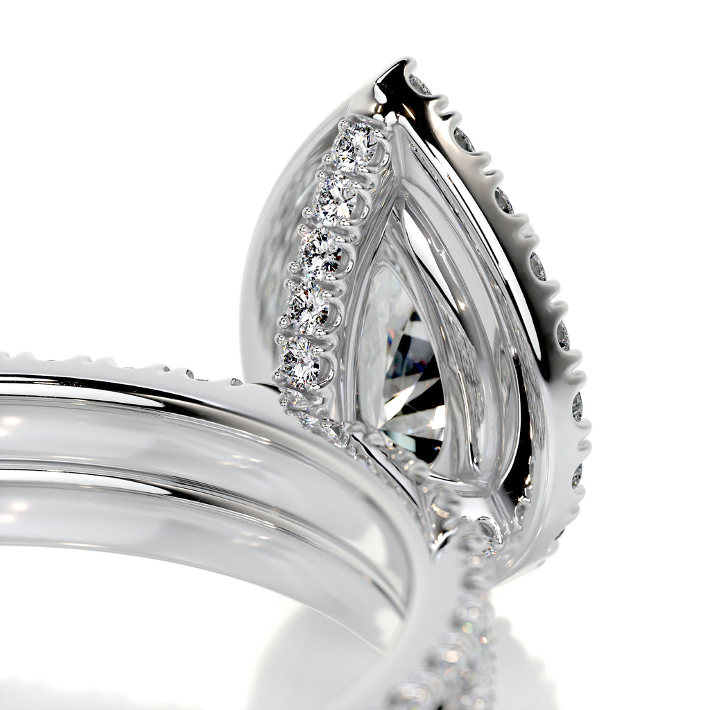 1.0 CT Pear Halo CVD F/VS Diamond Bridal Ring Set 4