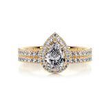 1.0 CT Pear Halo CVD F/VS Diamond Bridal Ring Set 7