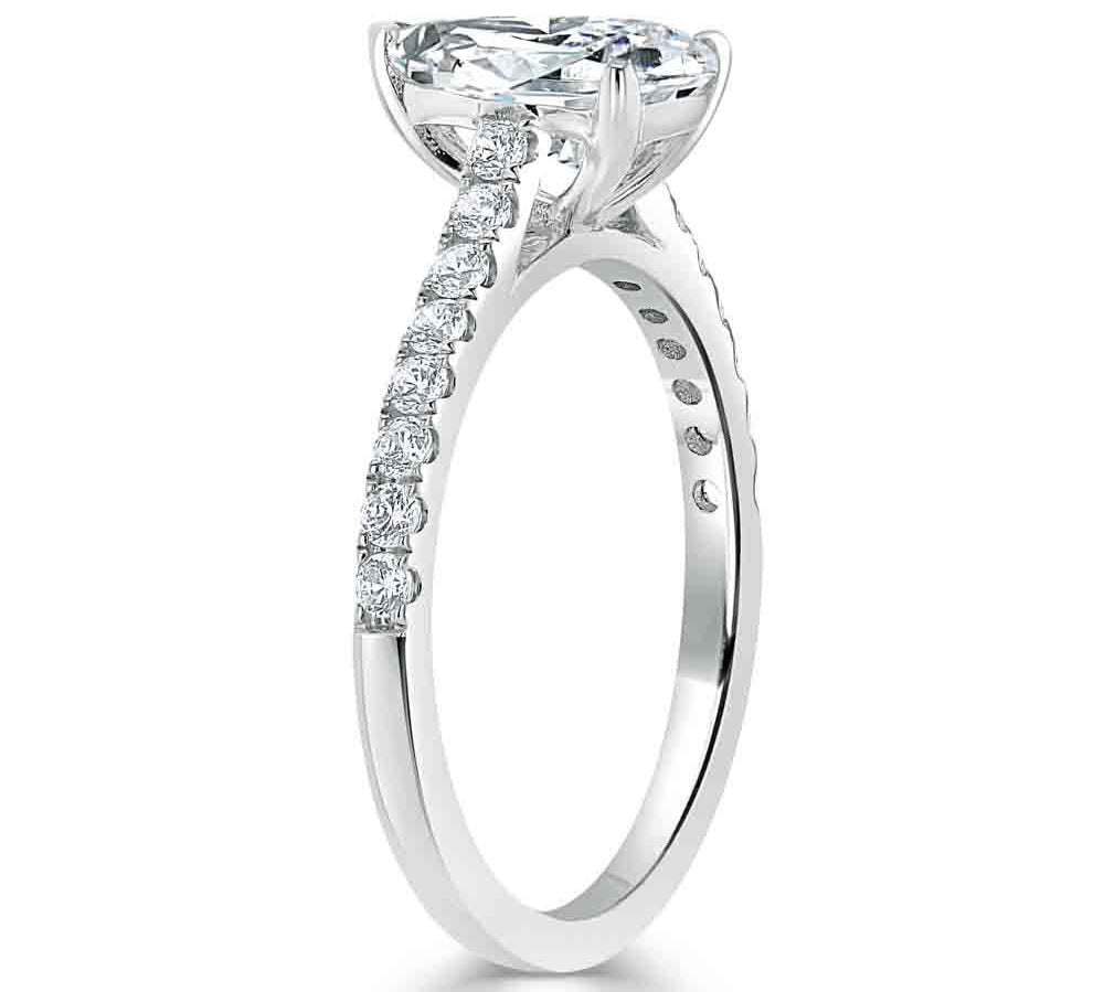1.33 CT Pear Cut Solitaire Pave Setting Moissanite Engagement Ring 3