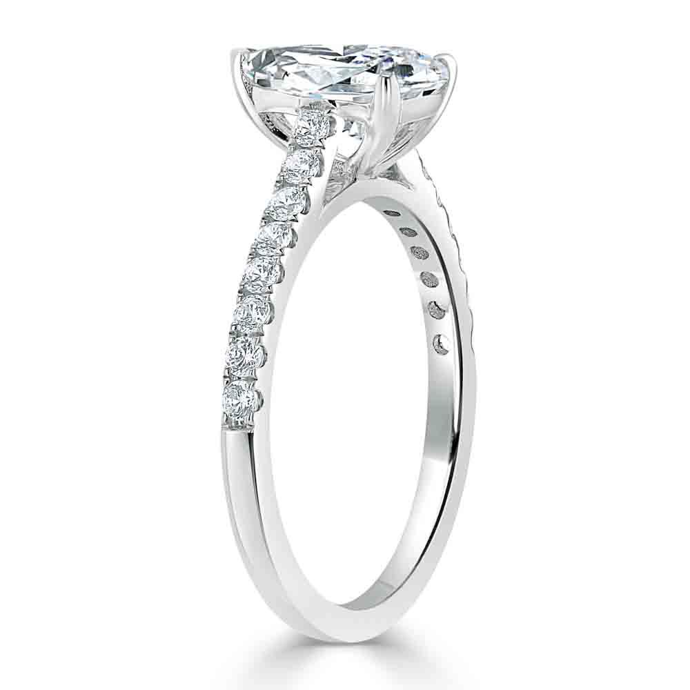 1.33 CT Pear Cut Solitaire Pave Setting Moissanite Engagement Ring 3