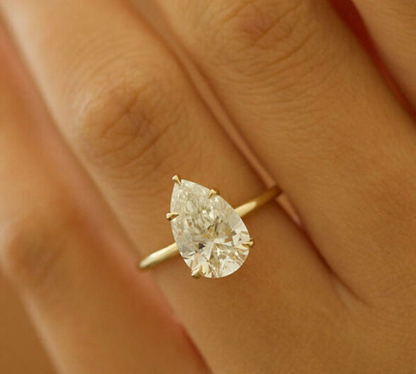 3.10 CT Pear Cut Solitaire Style Moissanite Engagement Ring 2