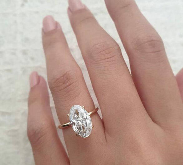 4.0 CT Oval Cut Solitaire Style Moissanite Engagement Ring 1