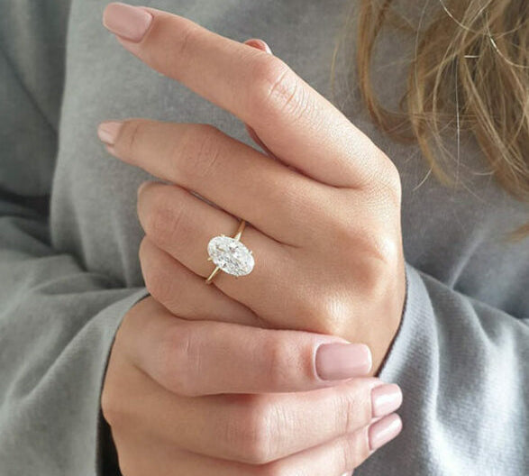 4.0 CT Oval Cut Solitaire Style Moissanite Engagement Ring 2