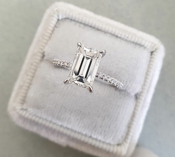 1.60 CT Emerald Pave Setting Moissanite Engagement Ring 2