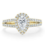 0.75 CT Pear Cut Halo Split Shank Setting Moissanite Engagement Ring 5