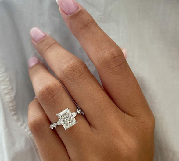 2.43 CT Radiant Pave Setting Moissanite Engagement Ring 1