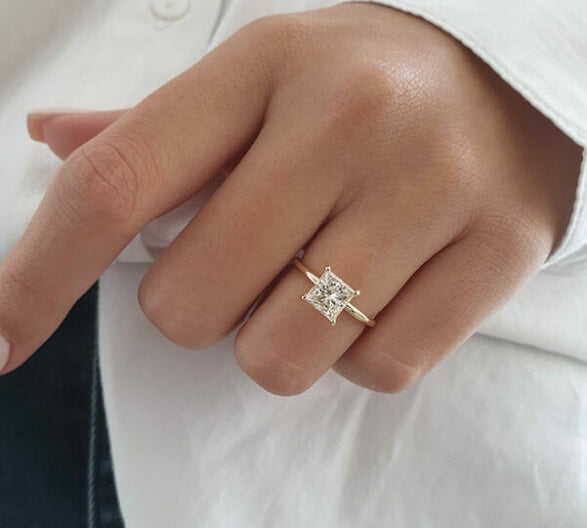 1.35 CT Princess Cut Solitaire Moissanite Engagement Ring 2