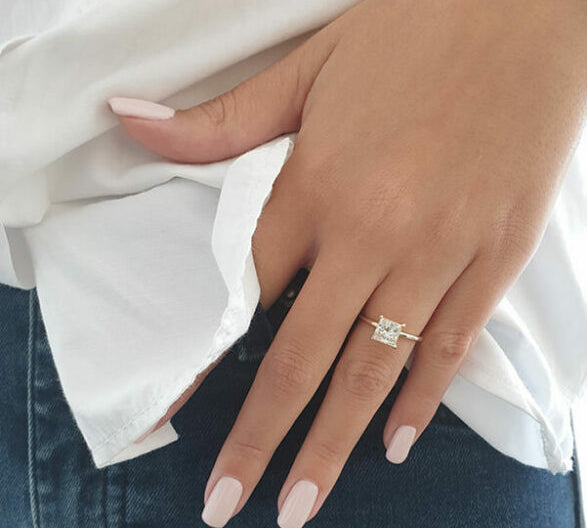 1.35 CT Princess Cut Solitaire Moissanite Engagement Ring 1