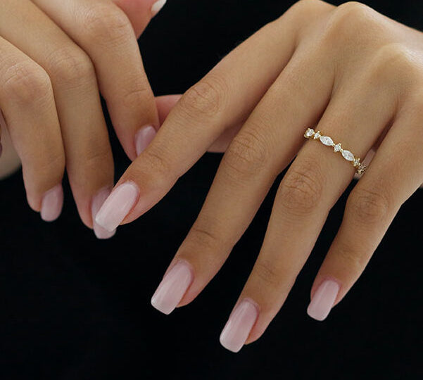 0.50 TCW Marquise And Round Cut Alternative Moissanite Wedding Band 2