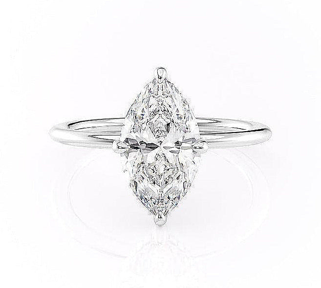 1.58 CT Marquise Cut Solitaire Hidden Halo Setting Moissanite Engagement Ring 10