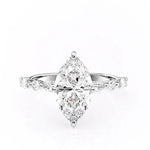 1.58 CT Marquise Cut Solitaire Pave Setting Moissanite Engagement Ring 10