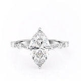 1.58 CT Marquise Cut Solitaire Pave Setting Moissanite Engagement Ring 10