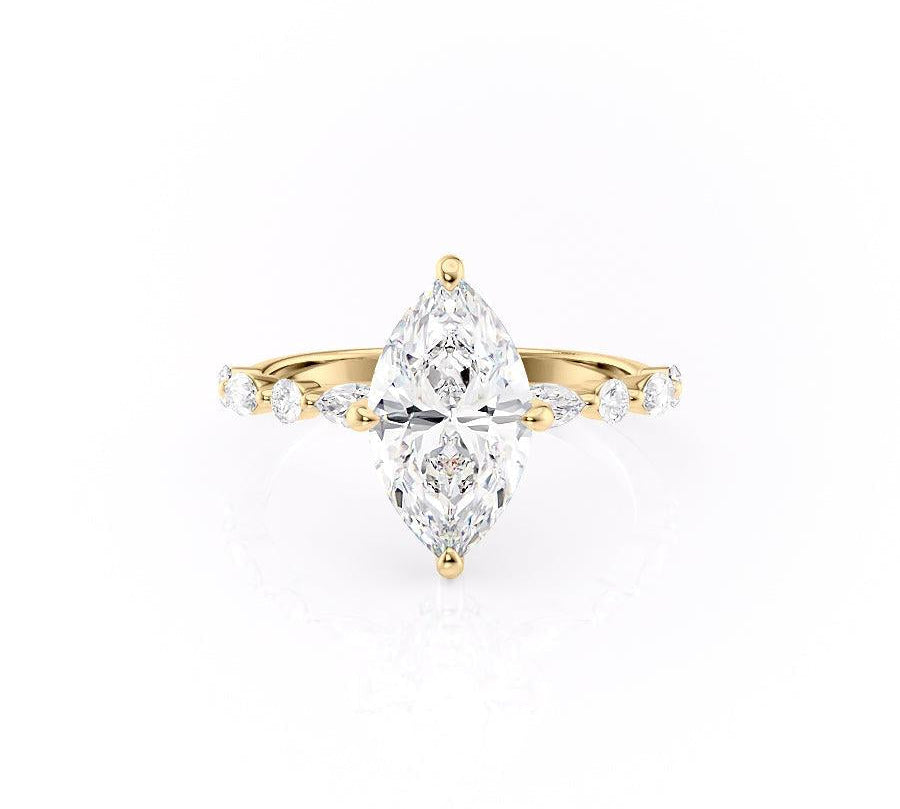 1.58 CT Marquise Cut Solitaire Pave Setting Moissanite Engagement Ring 11