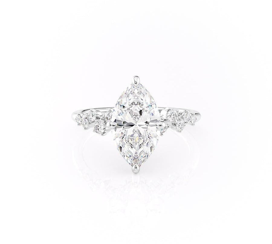 1.58 CT Marquise Cut Solitaire Hidden Halo Setting Moissanite Engagement Ring 10
